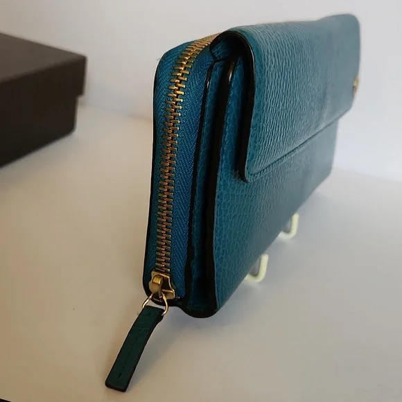Gucci Interlocking GG Long Doublesided Wallet- Turquoise w/Box - Picture 4 of 14